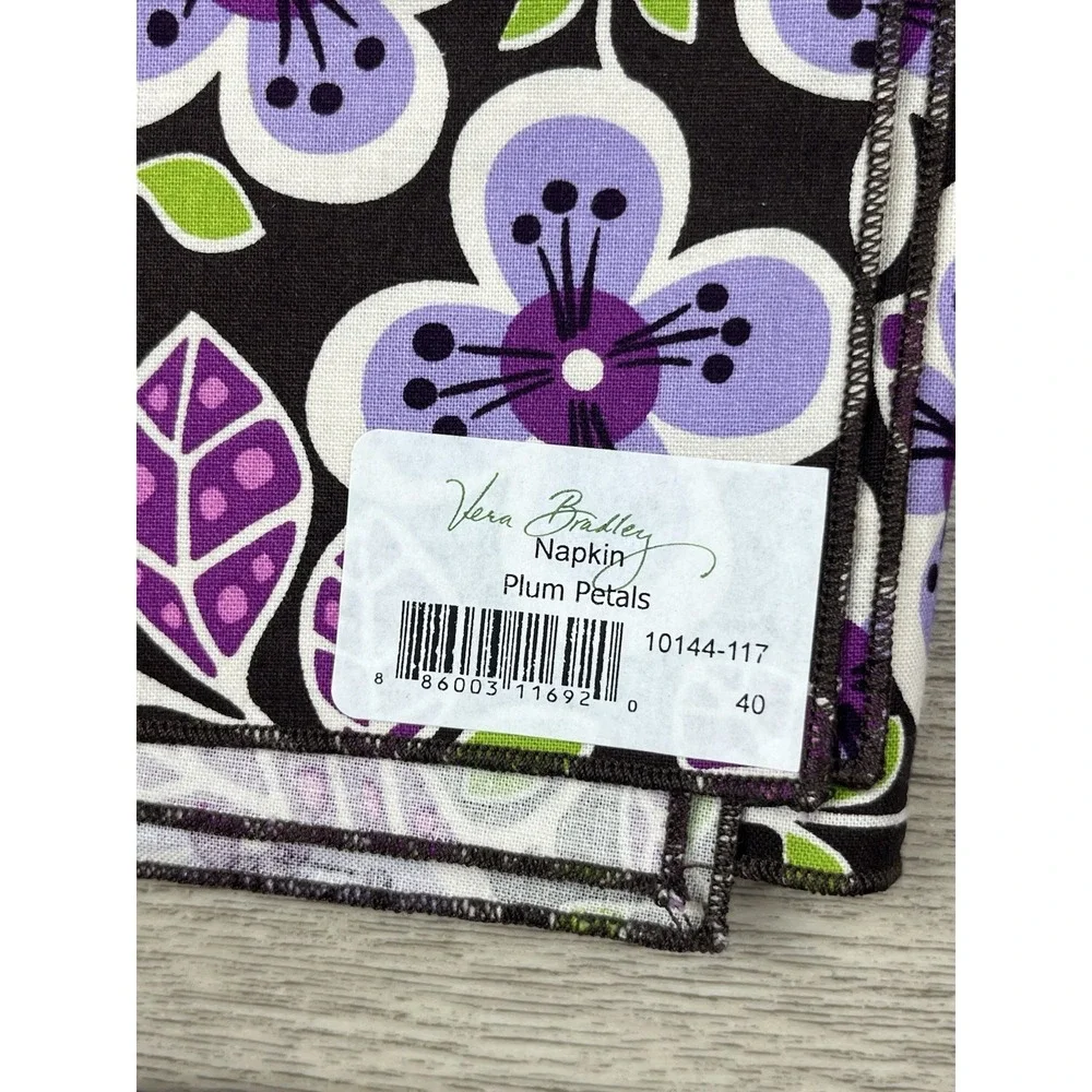 NEW Vera Bradley‎ Set of 3 Cloth Napkins Plum Petals Floral